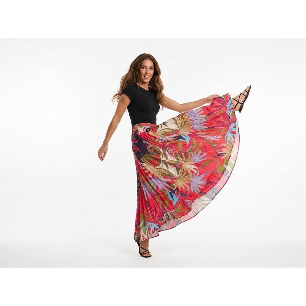 Rachel Zoe Maxi Skirt Small Multicolor Tropical Floral Resortwear Boho Vaca NWT